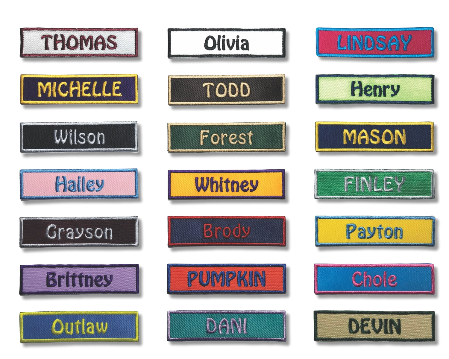 Multi-colored Name Patch. Embroidered Name Badge. 