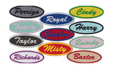 1.5 X 4 Personalized Oval Name Patch - Iron on or with VELCRO® Brand Fastener
