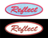 1.5 X 4 Oval Custom Reflective Iron On Name Patch with Velcro Option
